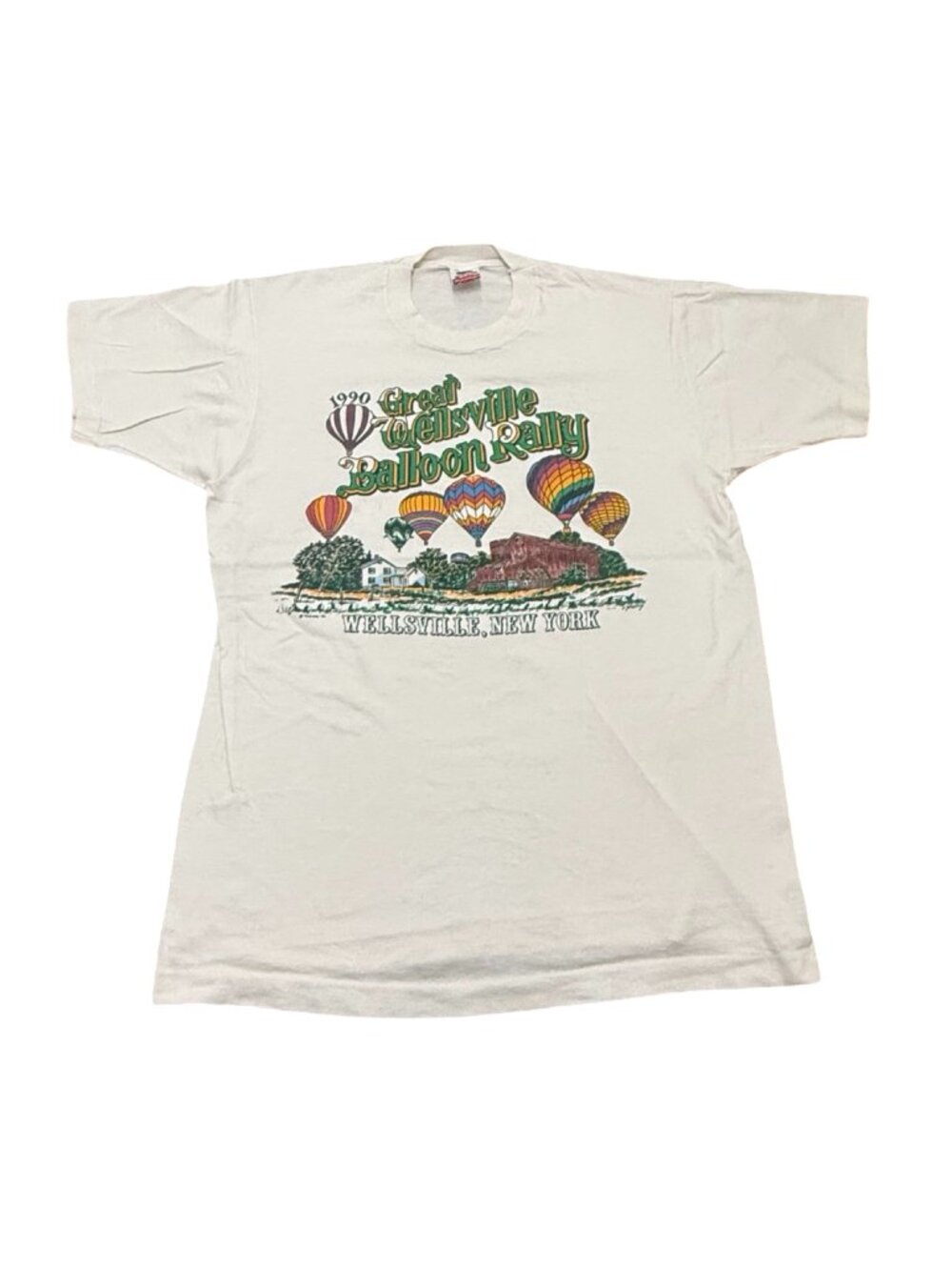 Vintage 1990 Great Wellsville Balloon Rally T Shirt Made in USA